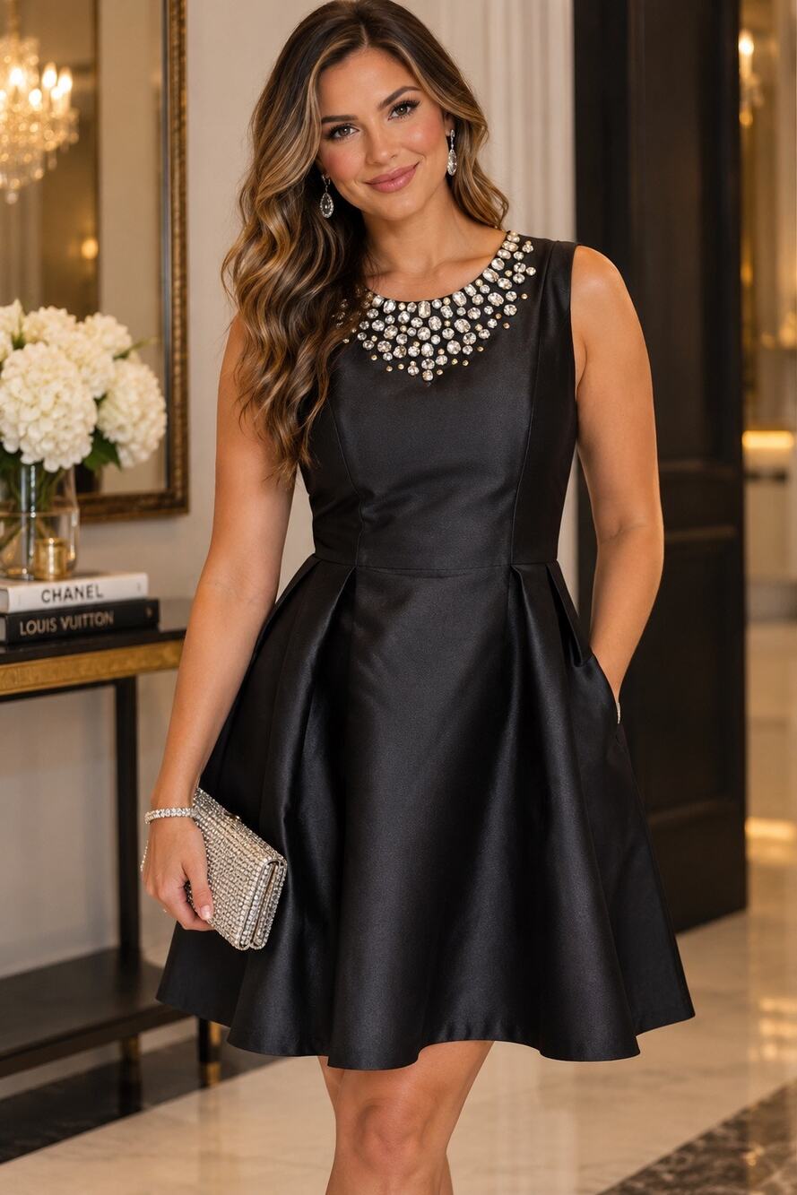 Brand New Kate Spade Size 8 Black Embellished Cambria Mini Sleeveless Dress RTR
